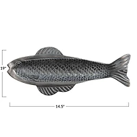 Hello Honey® 14" Antique Gray Aluminum Fish-Shaped Serving Dish