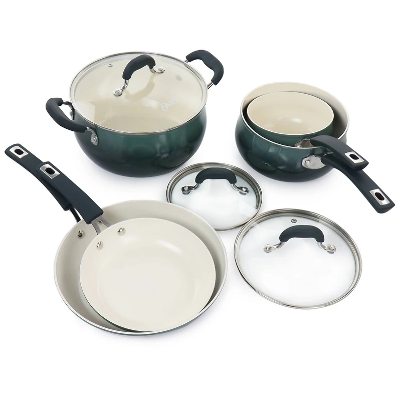 Oster Corbett 8-Piece Blue Nonstick Aluminum Cookware Set