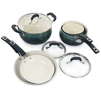 Oster Corbett 8-Piece Blue Nonstick Aluminum Cookware Set