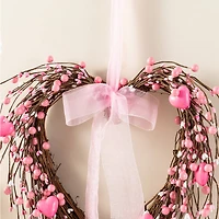 Glitzhome® 17" Valentine's Pink Berry Heart Wreath