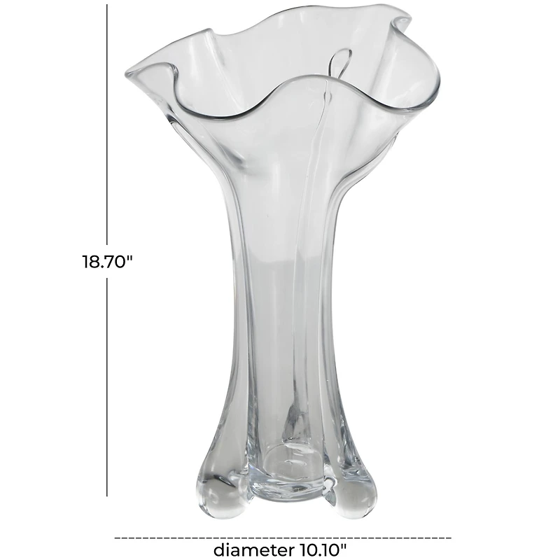 Clear Abstract Fluted Tulip Glass Vase