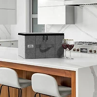 Sorbus 15.75" Gray Stemware Storage Chest