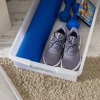 IRIS® 40qt. Clear Store & Slide Box with Lid & Gunsmoke Gray Latches