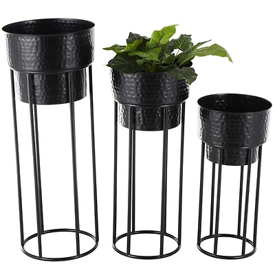 Black Metal Nesting Planter & Stands Set