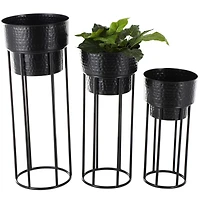 Black Metal Nesting Planter & Stands Set