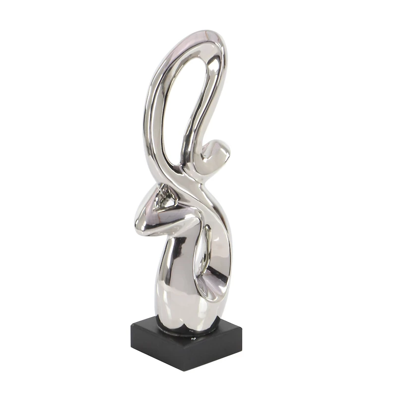 18" Silver Ceramic Modern Abstract Sculpture