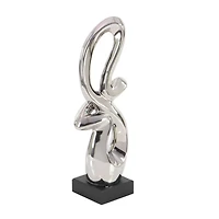 18" Silver Ceramic Modern Abstract Sculpture