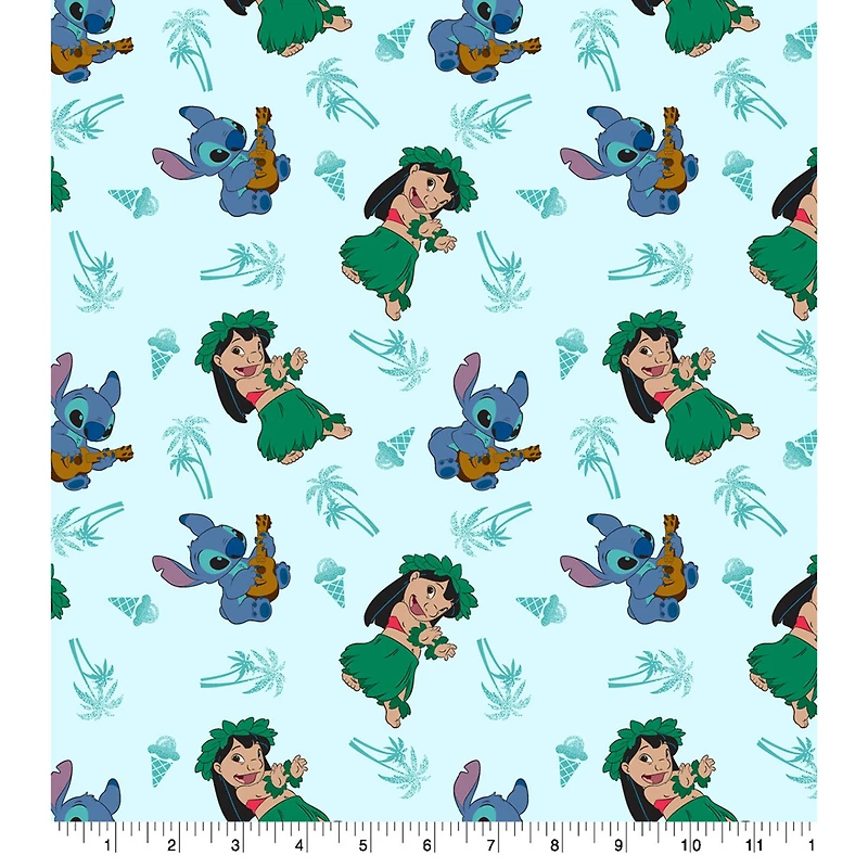 Disney® Blue & Green Lilo & Stitch Vacation Icons Cotton Fabric
