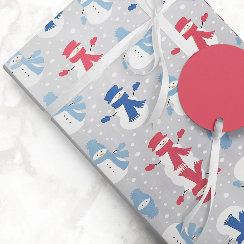 JAM Paper Chilly Snowmen Gift Wrap