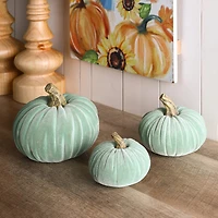 Glitzhome® Mint Green Velvet Pumpkins Set