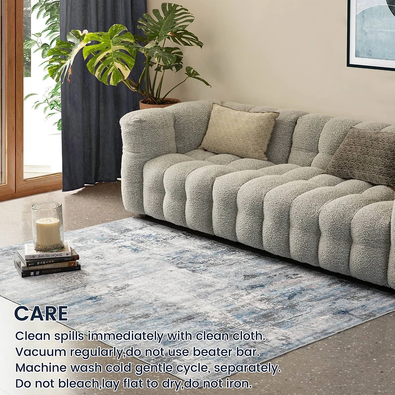 Glitzhome® 5ft. x 8ft. Blue, Ivory & Tan Abstract Area Rug