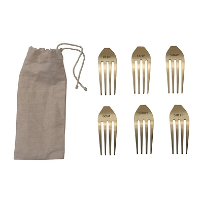 Hello Honey® Gold Metal Fork Cheese Markers, 6ct.