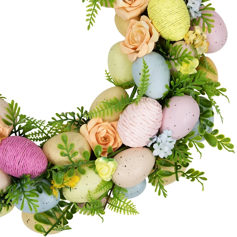 15" Artificial Floral Easter Egg Spring Wreath