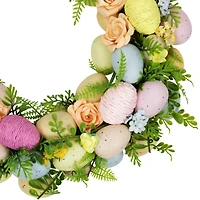 15" Artificial Floral Easter Egg Spring Wreath
