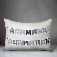 Neutral Happy Hanukkah Flags 14x20 Spun Poly Pillow