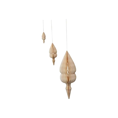Hello Honey® Cream Honeycomb Finial Paper Ornament Set