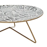 Set of 3 White Metal Farmhouse Cake Stand, 11", 12", 14"