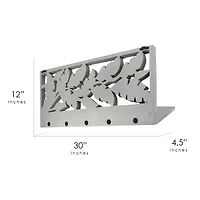 30" Dove Gray Hand-Carved Floating Wall Shelf