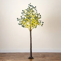 6ft. Pre-Lit Artificial Eucalyptus Tree with Warm White LED Lights