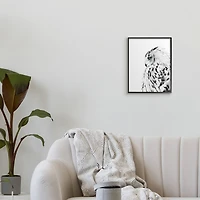 Stupell Industries Snow Owl White Feathers Peering Blue Eyes in Frame Wall Art