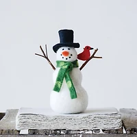 Hello Honey® 7.5" Felt Snowman & Cardinal Figurine