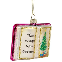 Glittered Twas the Night Before Christmas Book Glass Ornament - 3.5"