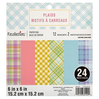 12 Pack: Plaids Paper Pad by Recollections™, 6" x 6"