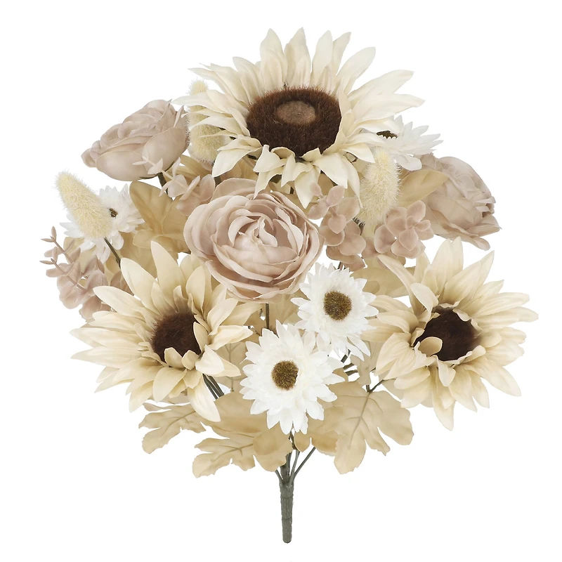 18" Cream Sunflower Mix Deluxe Bush by Ashland®