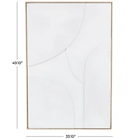 33" x 49", White Wooden Geometric Home Wall Décor with Abstract Circles and Brown Wooden Frame