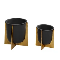 Black & Gold Aluminum Glam Planter Set