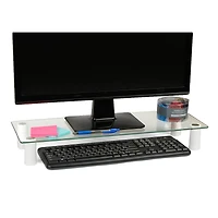 Mind Reader Clear Glass Monitor Stand Riser