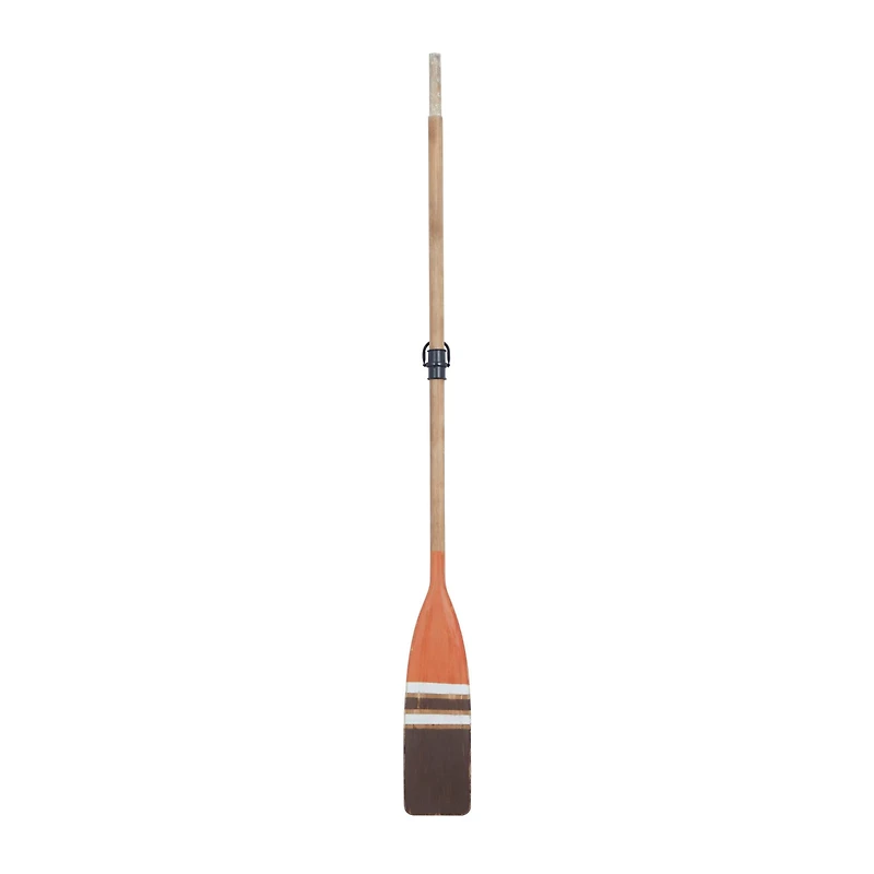 Coastal Brown and Orange Wood Oar Wall Art, 61" x 6" x 2"