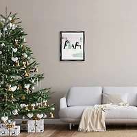 Stupell Industries Penguins Decorating Christmas Tree Framed Floater Canvas Wall Art