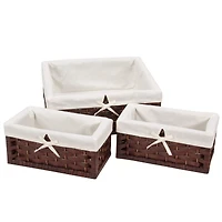 Household Essentials Brown Paper Rope Utility Basket Set with Cloth Liners
