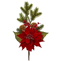 Red Poinsettia, Berry & Pine Pick, 6ct.