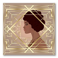 Designart - Retro Women In Golden Art Deco Geometrics II
