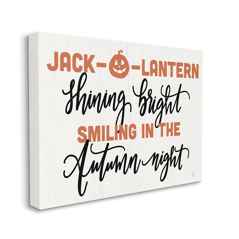 Stupell Industries Autumn Jack-o-Lantern Phrase Canvas Wall Art