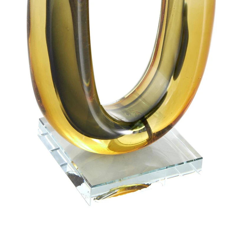 15" Orange Ombre Abstract Curved Glass Sculpture