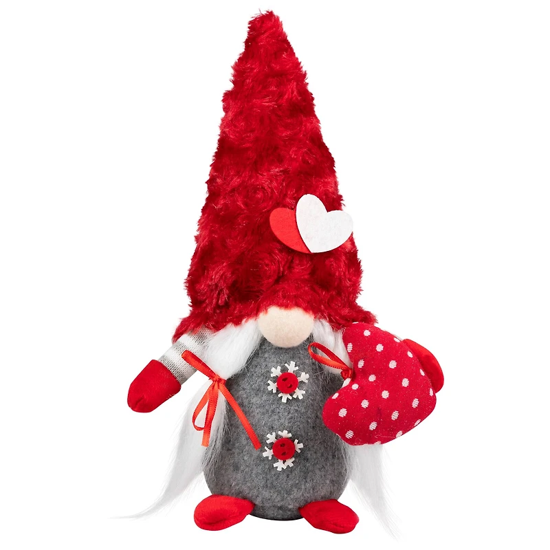 11.5" Red & Gray Fuzzy Hat Valentine's Day Gnomes Set