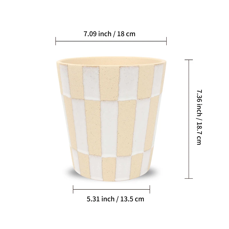 7" Tan & White Checker Ceramic Pot by Ashland®