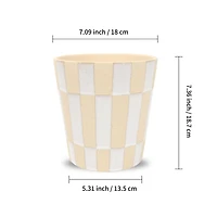 7" Tan & White Checker Ceramic Pot by Ashland®