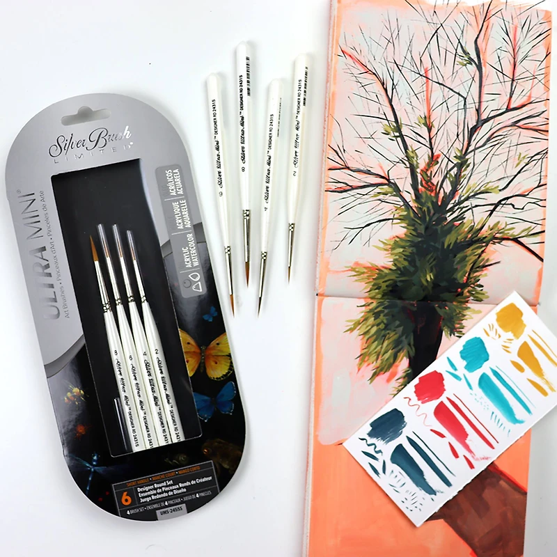 Silver Brush Limited Ultra Mini® White handles ultimate round Brushes, Set of 4