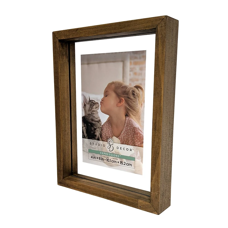 Expressions™ Brown Linear Wood Float Frame by Studio Décor