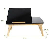 Mind Reader 21.2" Adjustable Bamboo Lap Desk Breakfast Table with Foldable Legs