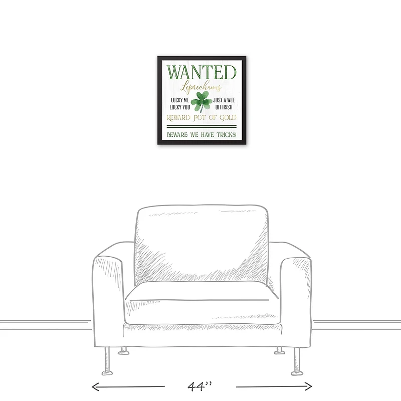 Leprechauns Wanted 17.73" x 17.73" Black Framed Canvas