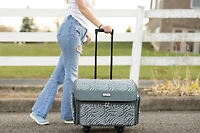 Everything Mary Gray & Pink Abstract 4 Wheel Collapsible Deluxe Sewing Machine Storage Case