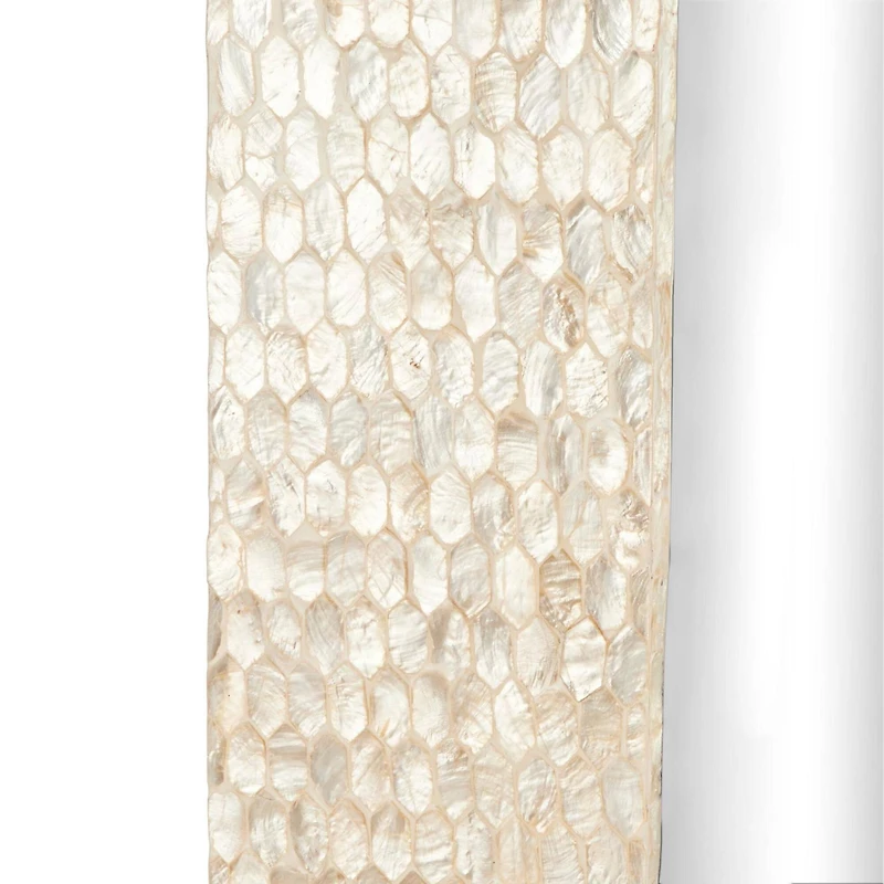 36" x 1" x 48" Cream Mother of Pearl Shell Handmade Mosaic Room Wall Mirror