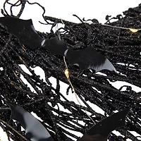 22" Black Pre-Lit Halloween Twig Wreath with Bats