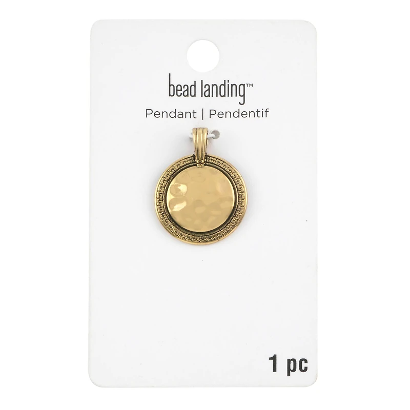 Gold Hammered Circle Plate Pendant by Bead Landing™ 