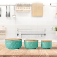Hello Honey® Mint Green Ceramic Bowls with Bamboo Lids Set